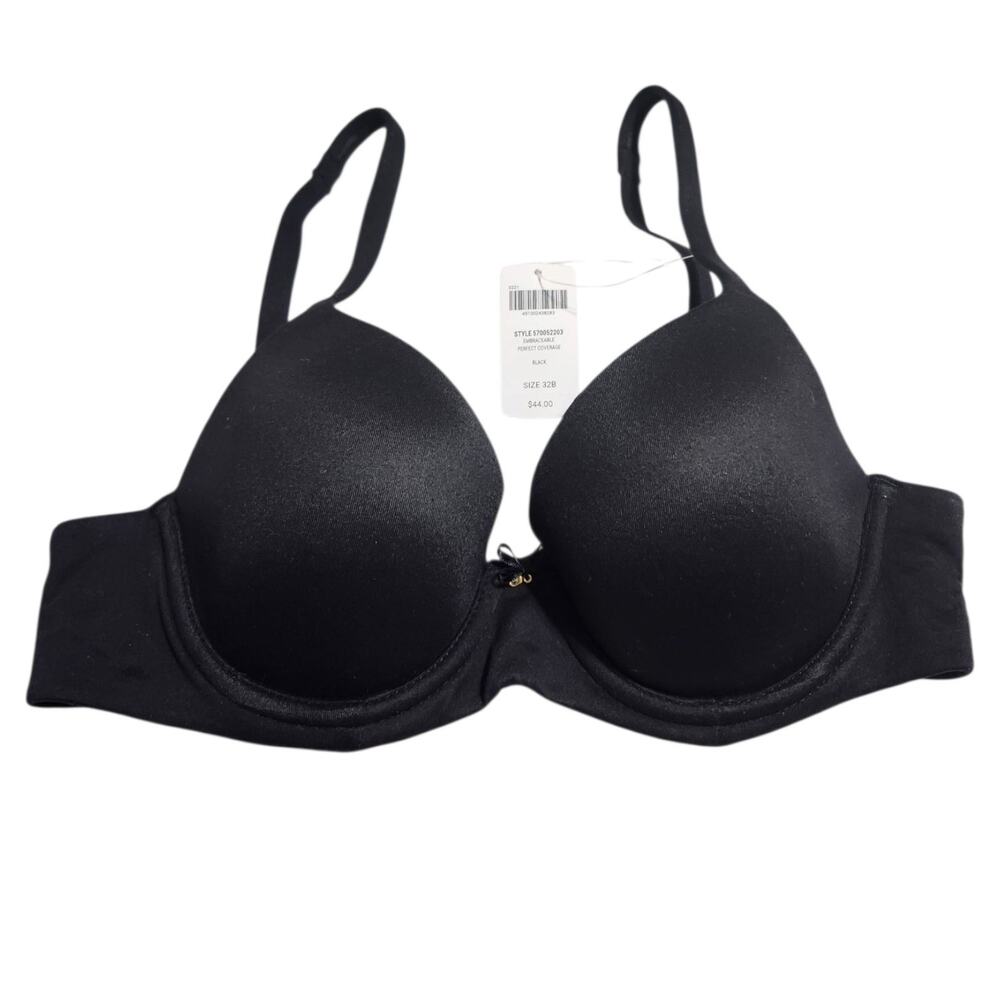 NEW Soma Embraceable 32B Perfect Coverage Underwire T-Shirt Bra solid black NWT